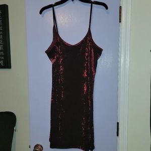 Maroon crushed velvet dress